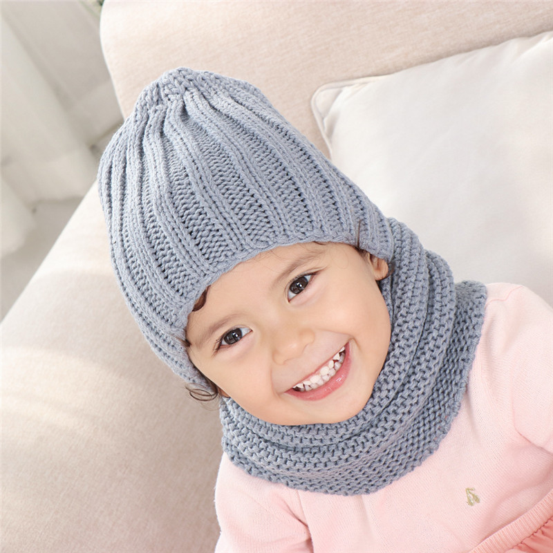 2024 Nieuwe Hoed En Sjaal Voor Kinderen Massief Acryl Kindermuts Met Een Sjaal Gebreide Meisjes Jongen Hoeden Sjaals Set Winter Accessoires