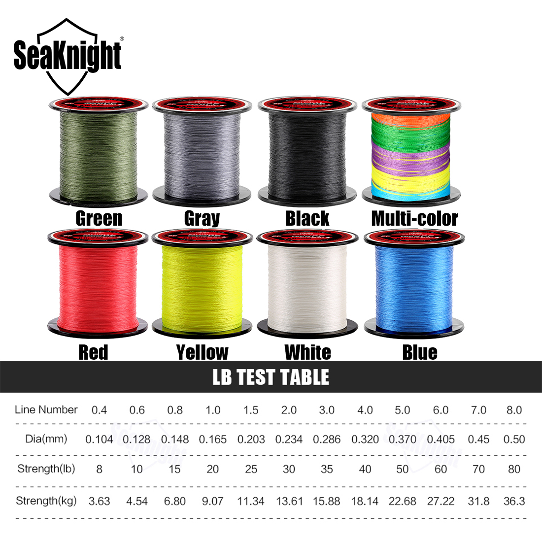SeaKnight Thương Hiệu TriPoseidon Series 4 Sợi 300M PE Áo Ngực Dây Câu Cá 8-60LB Multifilament Dây Câu Cá Mịn Cá Chép Câu Cá