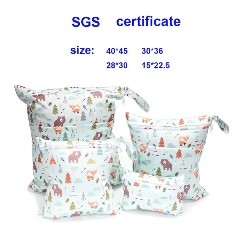 Juego de 4 combinaciones de bolsas de pañales impermeables, bolsas lavables para pañales de bebé, 40x45CM, 30x36cm, 28x30cm, 15x22,5 cm
