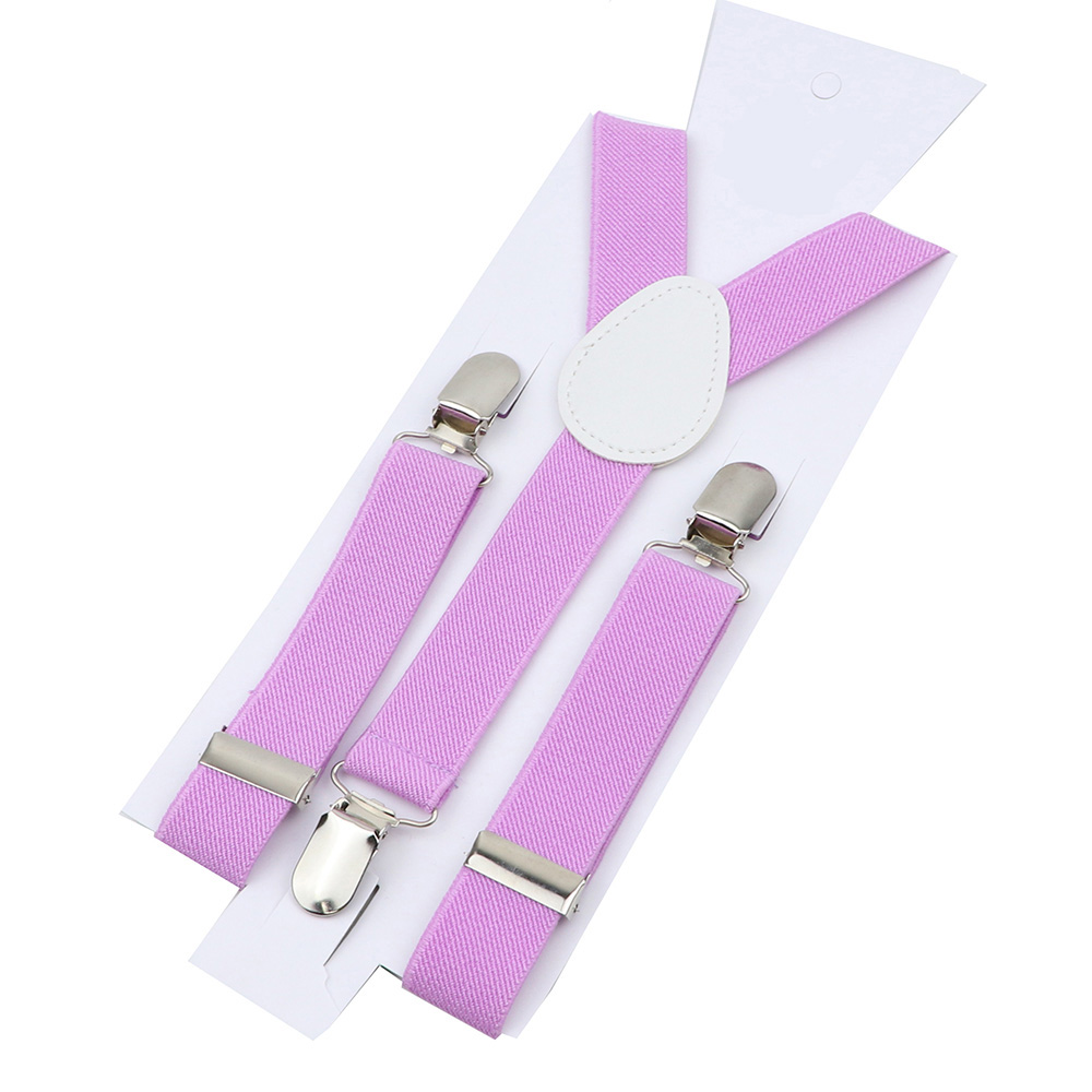 Effen kleur kinderbretels Clip-on bandjes Verstelbare elastische Y-rugbrace Kinderen Jongen Meisje Bretels Baby Bruiloft Stropdas Accessoires