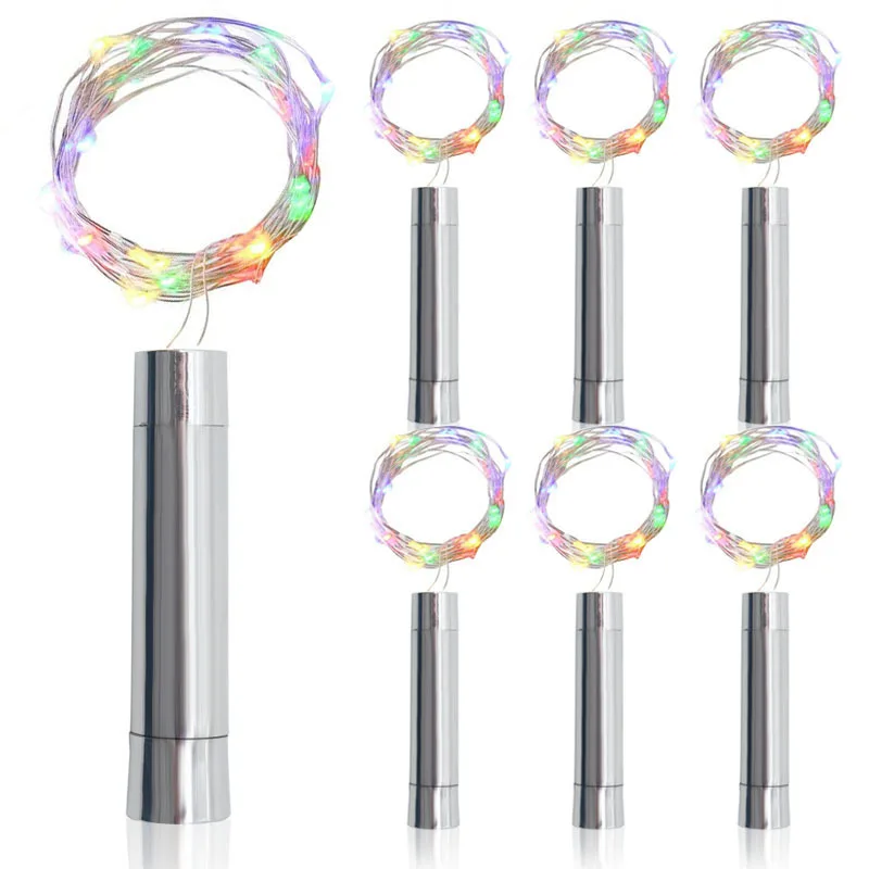 10 Cái/lốc 2M 20 LED Chai Rượu Dây Đèn Nút Chai Dây Đồng Đầy Sao Cổ Tích Đèn Hoạt Động Bằng Pin AA Giáng Sinh đèn Cho Gia Đình