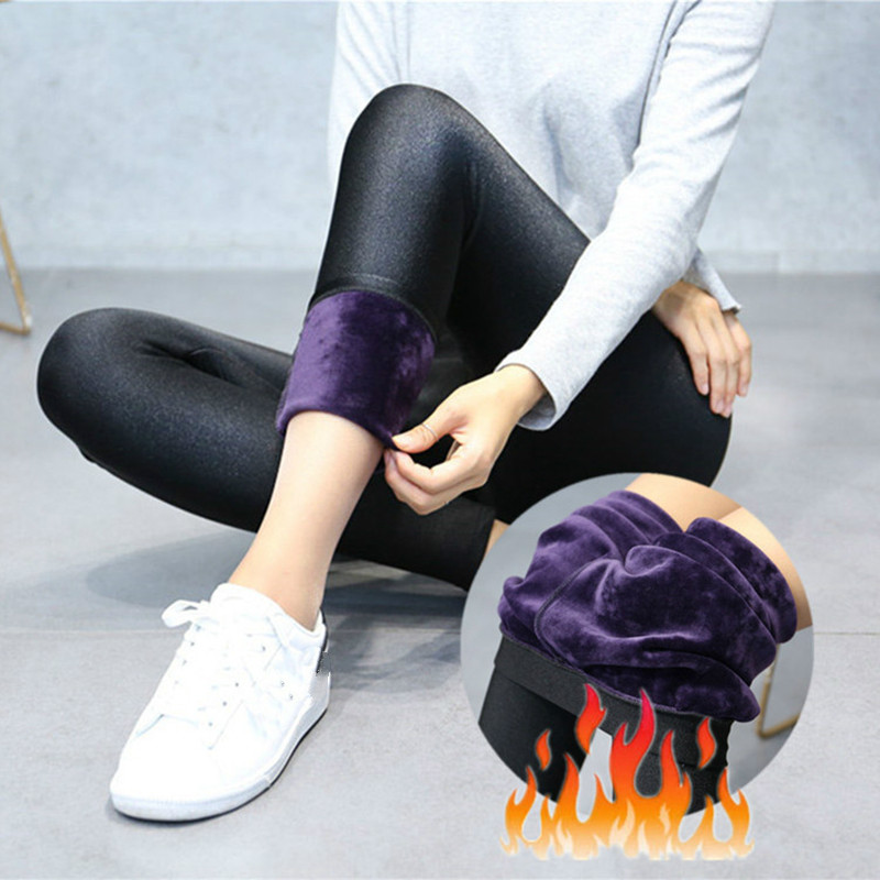 2021 Thiết Kế Mới Mùa Đông Slim Trang Bị Plus Size Lớn 5XL Ấm Quần Legging Đen Bóng Quần Skinny Đẩy Công Việc Ra Bên Trong bộ Lông Quần Legging