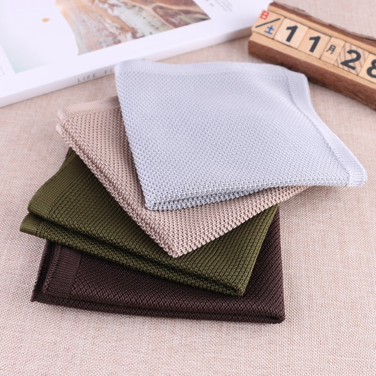 ถักพ็อกเก็ตสแควร์สำหรับผู้ชายชุดถัก Hanky บุรุษผ้าเช็ดหน้าชุดลำลองสแควร์ผ้าเช็ดหน้าผ้าขนหนูสำหรับ Party ผ้าพันคอ