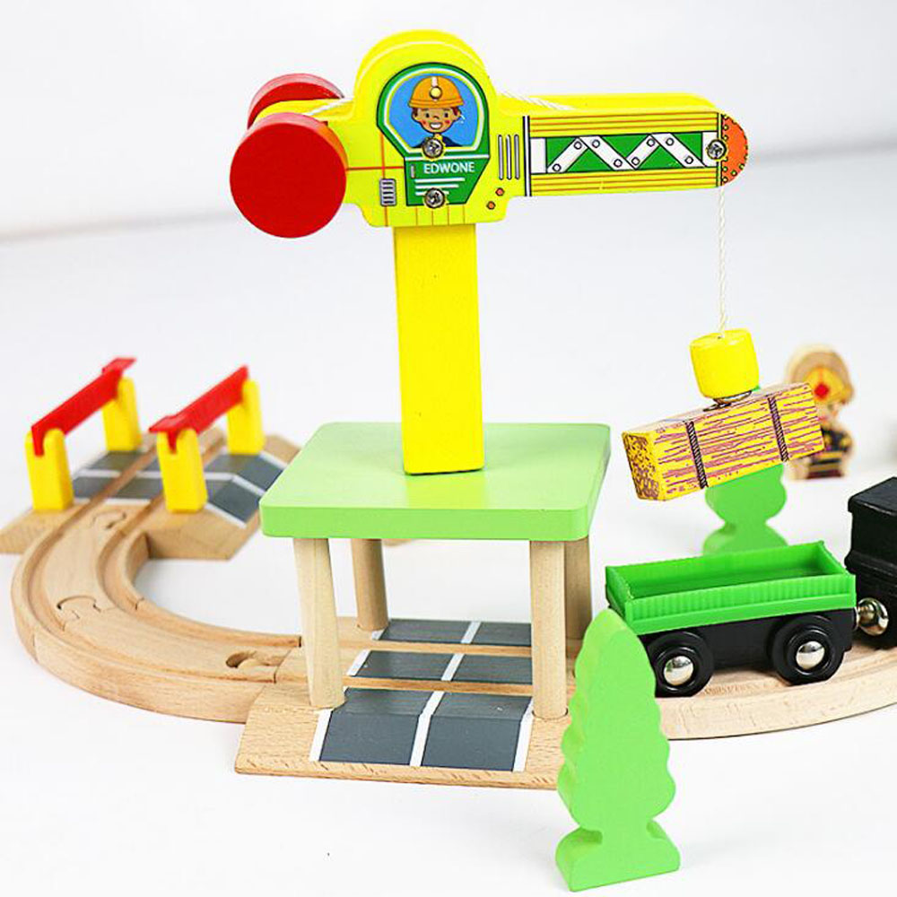 あらゆる種類のクレーン入札木製線路鉄道アクセサリー磁気玩具すべてのブランドに適合 Biro 木製トラック子供のおもちゃ
