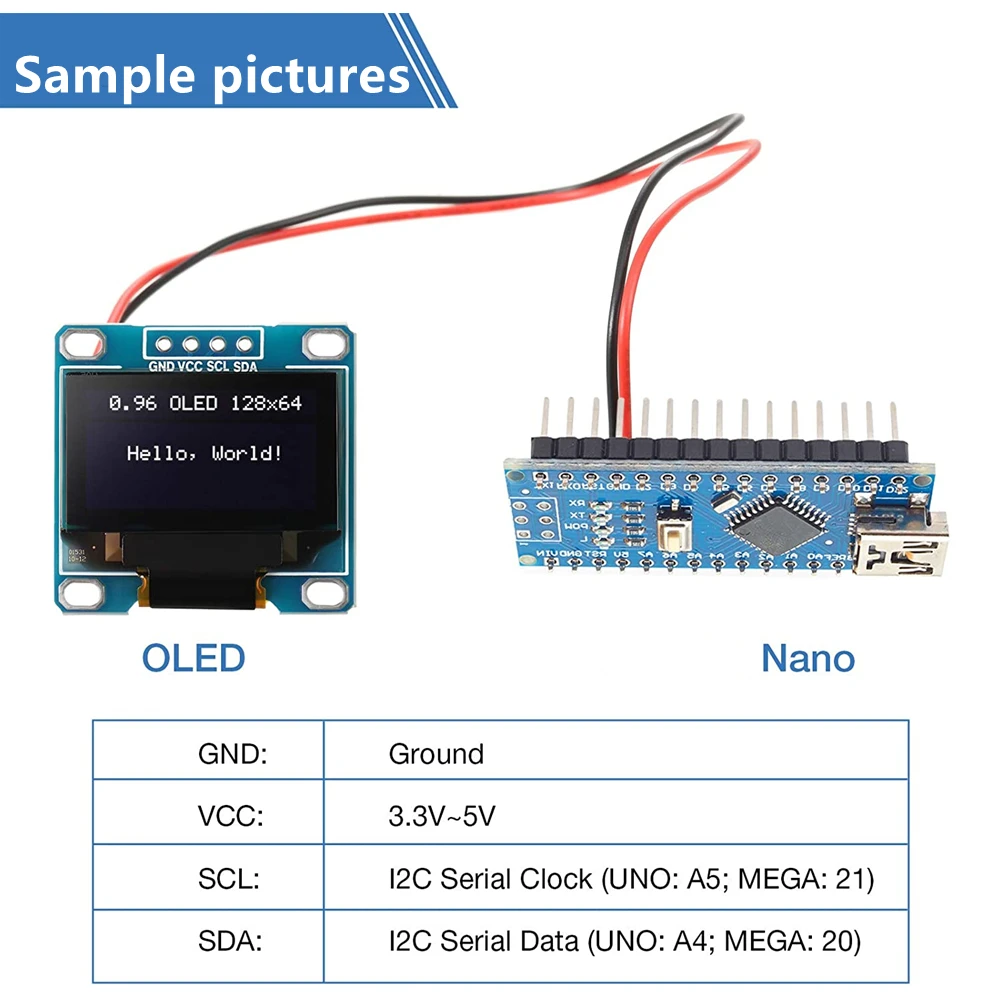 Original 0.96 inch oled IIC Serial White OLED Display Module 128X64 I2C SSD1306 12864 LCD Screen Board For Arduino
