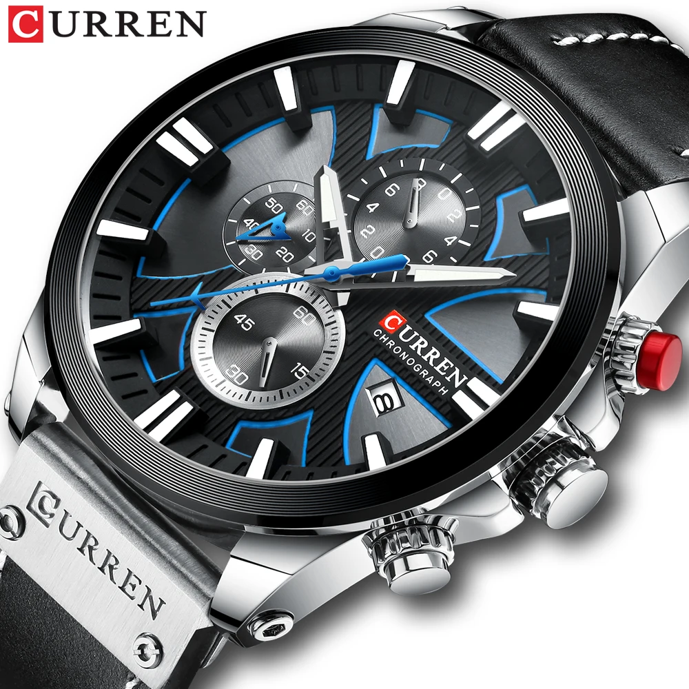 ใหม่ CURREN นาฬิกาผู้ชายแฟชั่นนาฬิกาข้อมือควอตซ์นาฬิกาทหารกันน้ํากีฬานาฬิกาชายนาฬิกาวันที่ ...