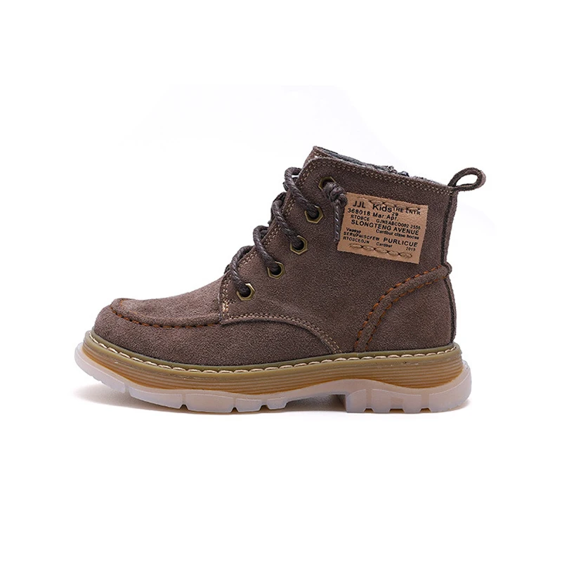 Botas altas de cuero genuino para niños y niñas, zapatos cálidos de algodón para la nieve, otoño e invierno, 2024