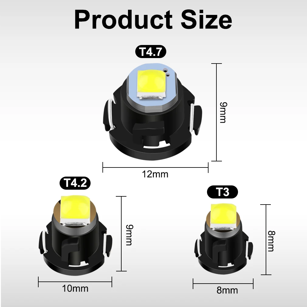 10 pçs t3 led 3030 smd lâmpada led t4.2 t4.7 lâmpada indicadora painel do carro luz indicadora de advertência instrumento lâmpada automática