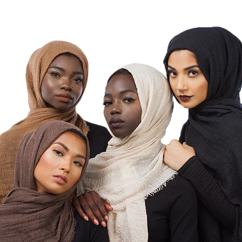 Muçulmano crinkle 70*175cm feminino hijab cachecol de algodão macio cabeça islâmica envolve hijab femme musulman como casamento hijab
