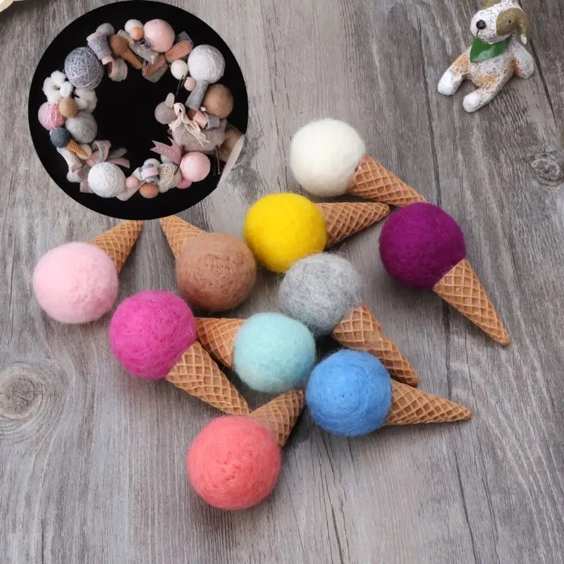 Sơ Sinh Cảm Thấy Kem Đạo Cụ Nhỏ Bé Gái Bé Trai Chụp Ảnh Handmade Cảm Thấy Đạo Cụ Chụp Ảnh Phụ Kiện
