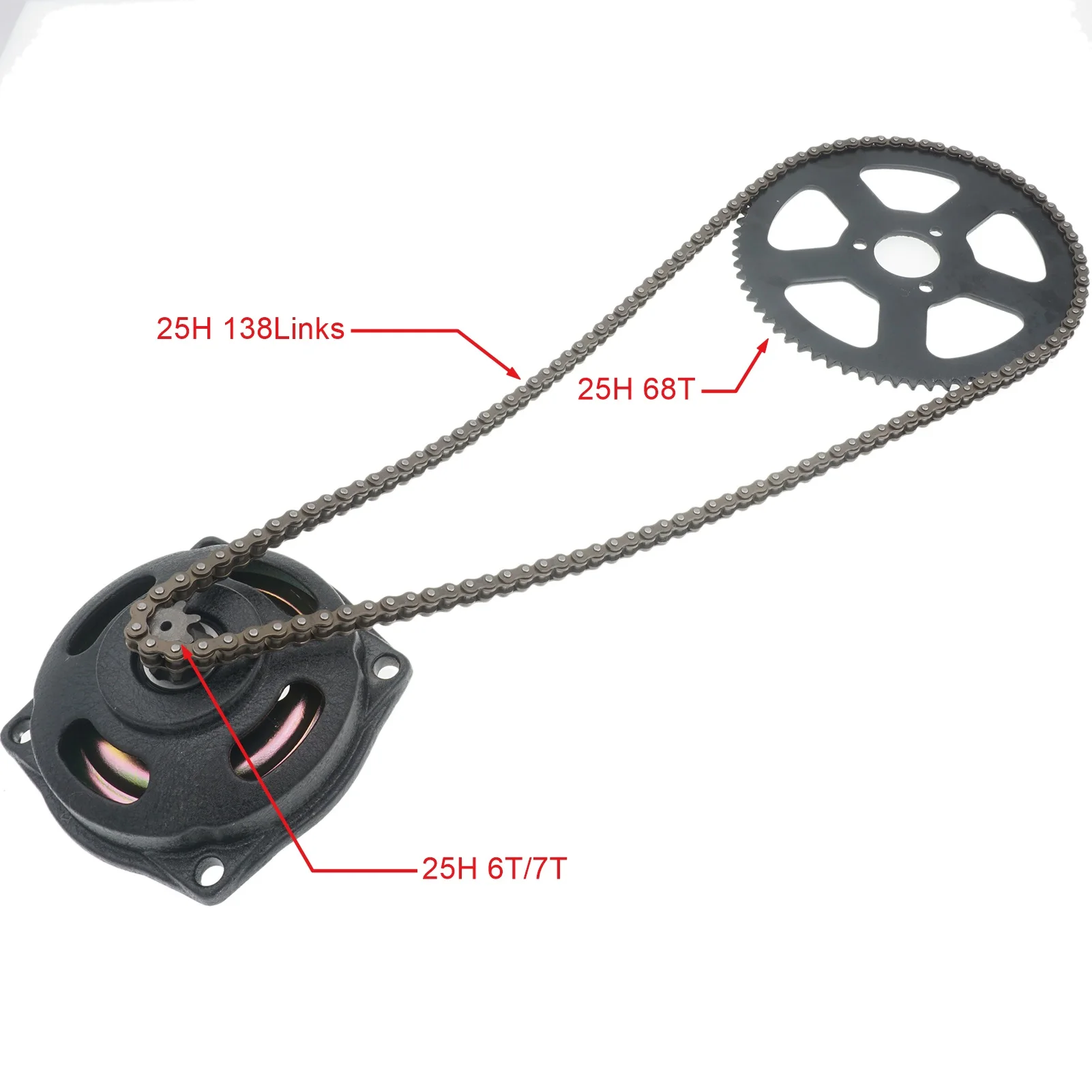 Mini Moto 47cc 49cc Hệ Thống Truyền Động 25H 138 Liên Kết Vòng Dây Chuyền Hộp Bánh Răng Và Phía Sau Con Quay Phù Hợp Với Mini moto Bỏ Túi Xe Đạp