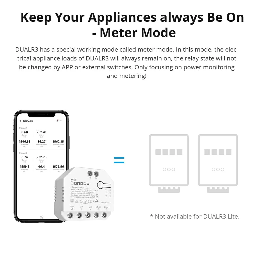 SONOFF DUAL R3 2-бандовый двойной релейный модуль DIY Wi-Fi MINI Smart Switch Управление измерением мощности через eWeLink Alexa Google Smart Home