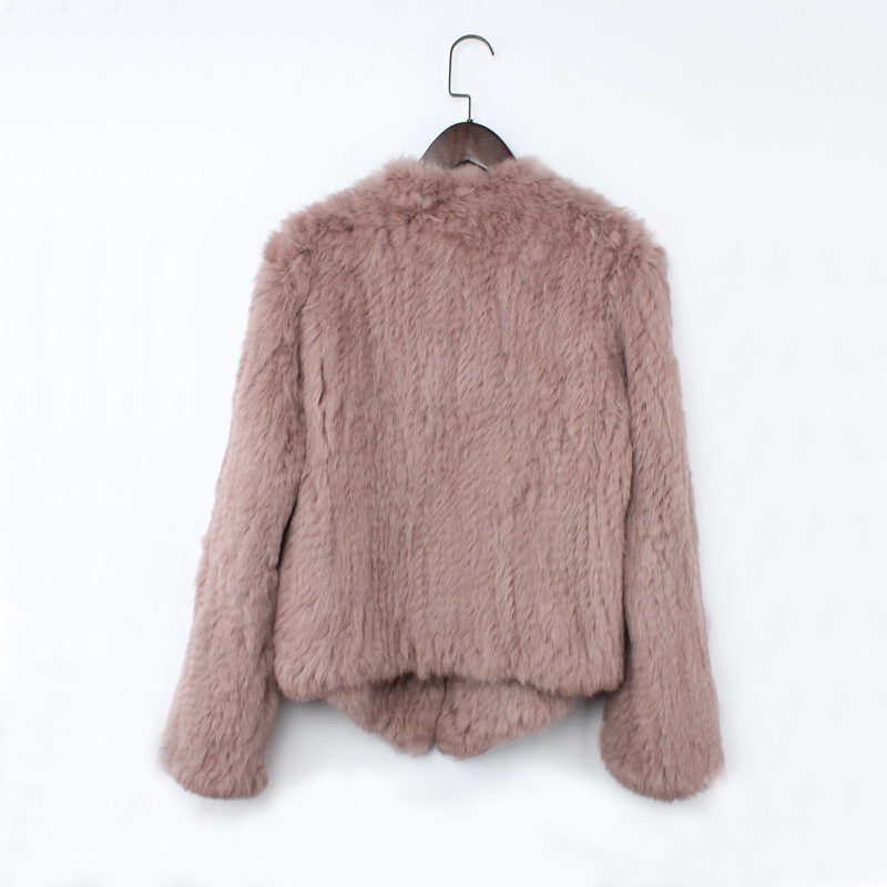 Real Rabbit Fur Knit Cardigan Coat Jacket Natural Handmade Irregular Collar Overcoat Rabbit Fur Knitted Outerwear Vest