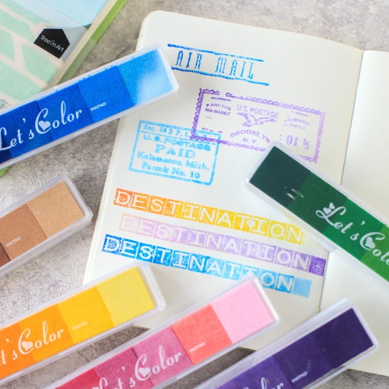 6สีบาร์Inkpad Rainbow Gradientสีสำหรับพิมพ์แสตมป์DIY HandmadeของขวัญJournalไดอารี่ตกแต่งสำนักงานโรงเรียน6333