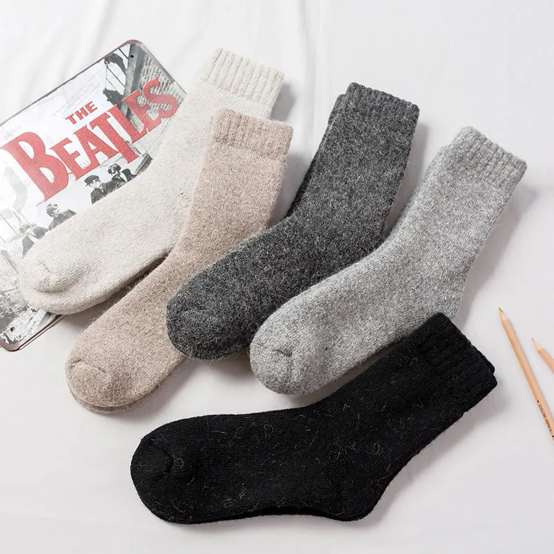 Calcetines sólidos súper gruesos calcetines de conejo de lana Merino nieve invierno cálido divertido feliz hombre calcetines calceta hombre skarpety meskie