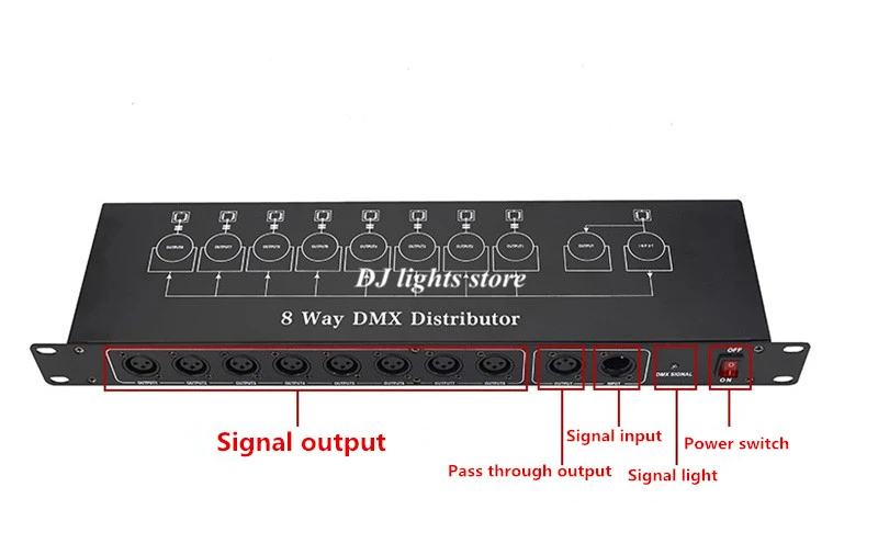 Beste qualität Bühne Licht DMX Signal Verstärker Bühne Licht Controller DMX512 Splitter 8-weg DMX Verteiler für bühne Ausrüstung
