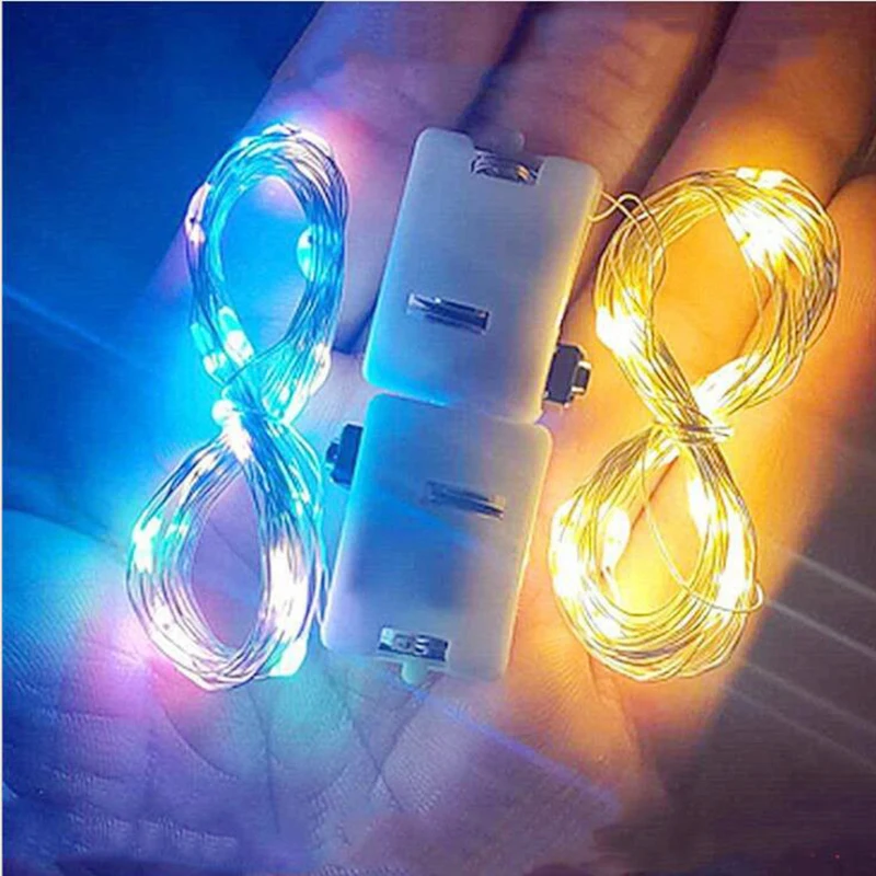 Chạy Bằng Pin Giáng Sinh Trang Trí Dây Đèn LED 3 Chế Độ Nghỉ RGB Coloful Cổ Tích Ánh Sáng Làm Dây Đồng Bình Đèn Dây
