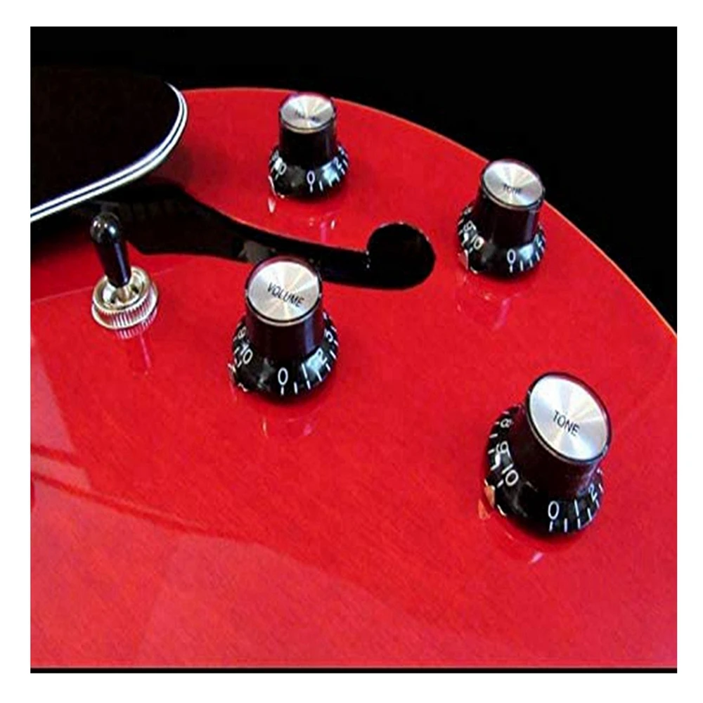 4 chiếc Đàn Guitar Nón Cao Tốc Độ Nút Điều Khiển 2 Tập & 2 Tông Màu Bạc Chuông cho LP SG Đàn Guitar
