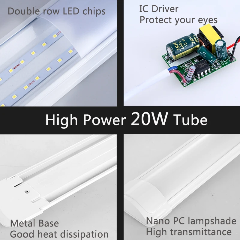 แท่งไฟ LED สำหรับติดใต้ตู้ขนาด50ซม. T8 T5สำหรับห้องครัวห้องนอนโคมไฟบาร์หลอดไฟ LED ผนัง85V-265V