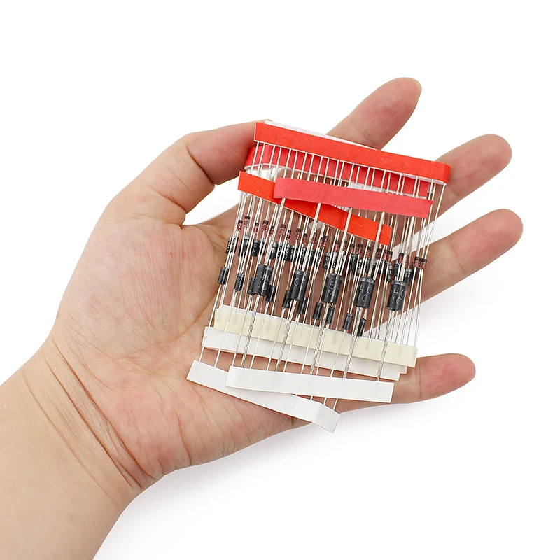 100 unids/lote conjunto de diodos rectificadores 1N4148 1N4007 1N5819 1N5399 1N5408 1N5822 FR107 FR207 componentes electrónicos kit surtido diy