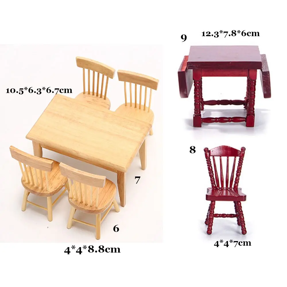 1:12 Mini Gỗ Bàn Nhà Búp Bê Lắp Ghép DIY Trang Trí Tiểu Cảnh Bàn Ghế Mẫu Bàn Đồ Gỗ Đồ Chơi Búp Bê Phụ Kiện