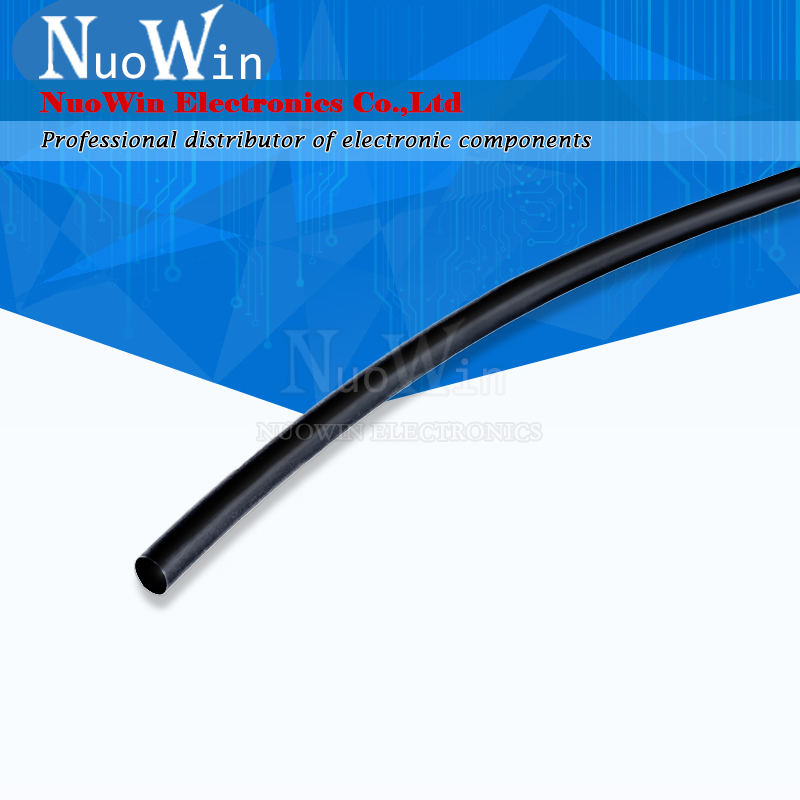 Black Heat Shrink Tube, Sleeving Wrap Wire, Heatshrink Tubing, 2:1, 0.6mm, 1mm, 1.5mm, 2mm, 2.5mm, 6mm, 12mm, 25mm, 50mm, 60mm, 1 medidor