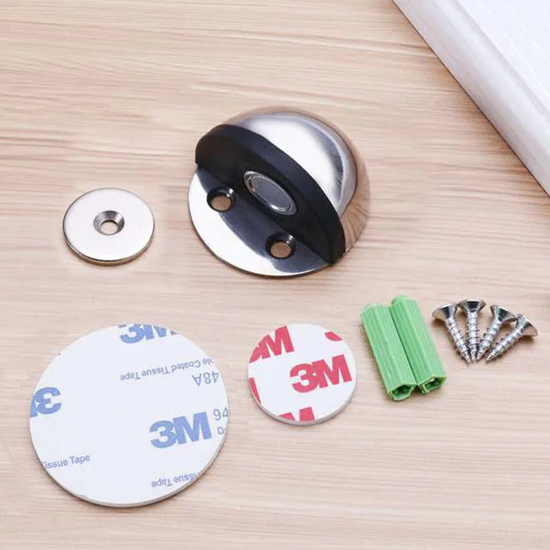 Đồng hồ nam Dây Thép Không Gỉ từ Đen Dual bắt không bấm lỗ trắng chặn cửa tường cửa Ốp lưng nêm chặn tường