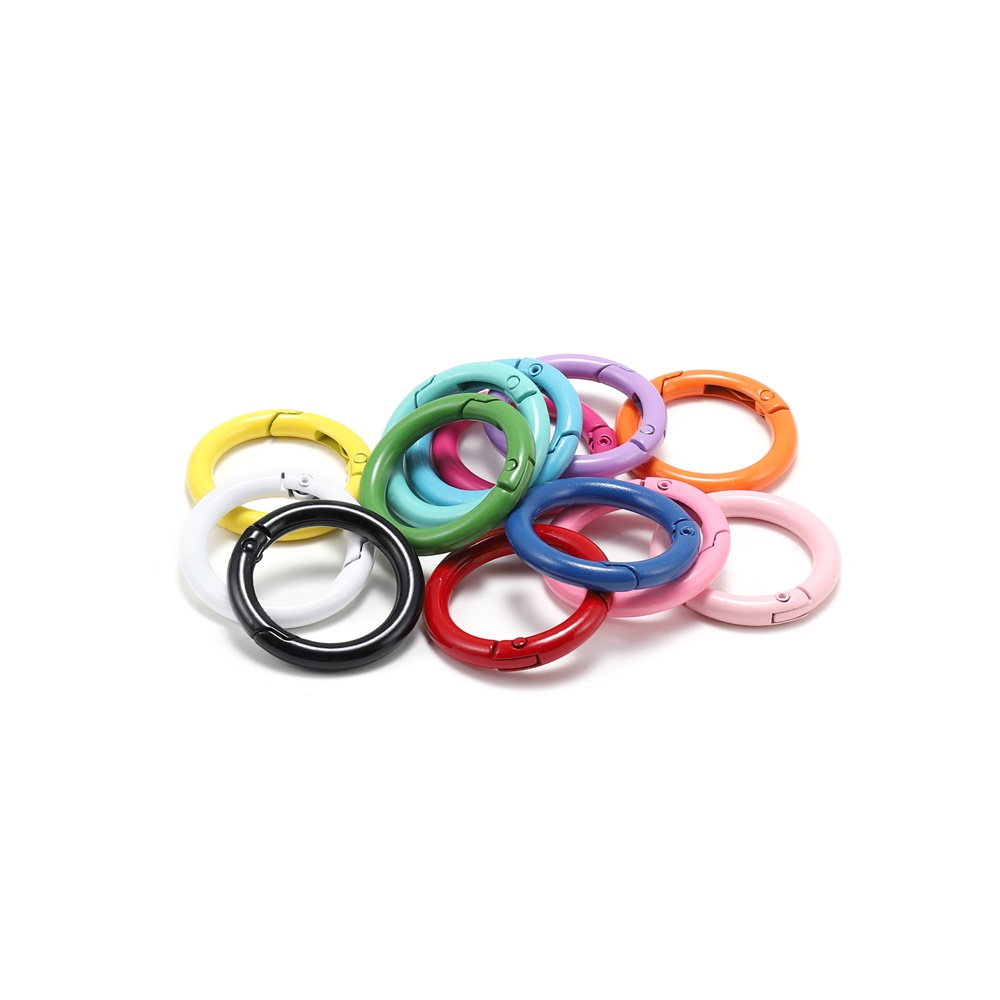 5 pçs/lote 21 cores metal o anel primavera fecho openable redondo mosquetão chaveiro clipes gancho corrente do cão diy jóias fivela conector
