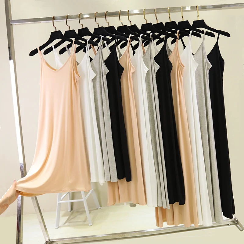 Primavera verão 2024 mulher tanque vestido casual modal sexy camisola elástica feminina casa vestidos de praia o-pescoço camis vestido sexy