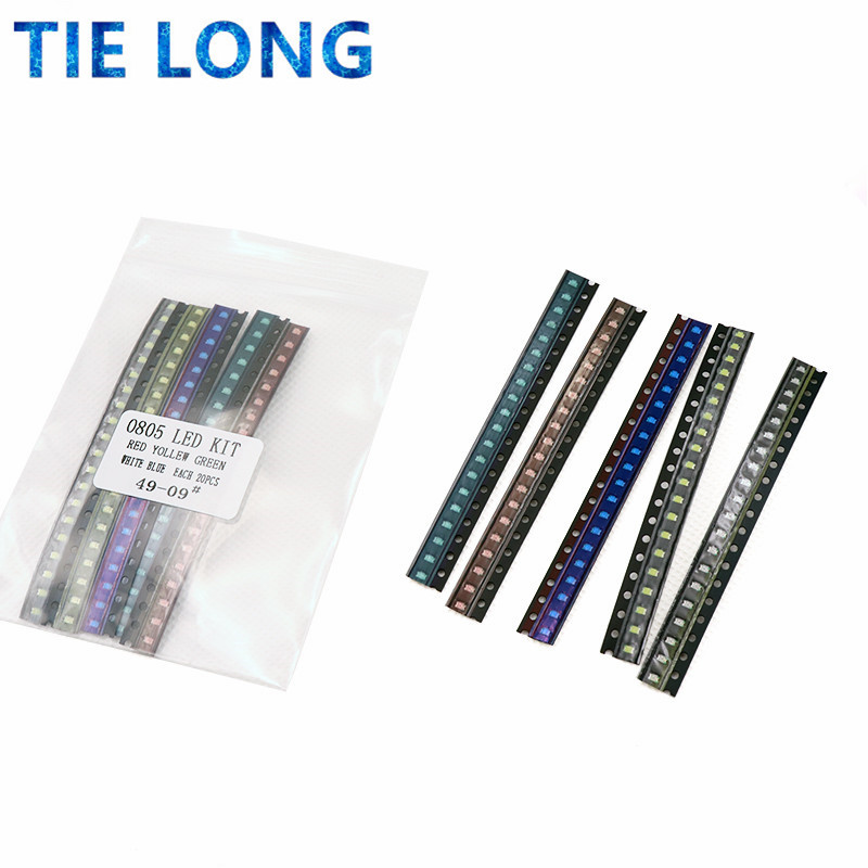 100pcs 0402 0603 0805 1206 1210 smd led Red Yellow Green White Blue light emitting diode Clear LED Light Diode Set