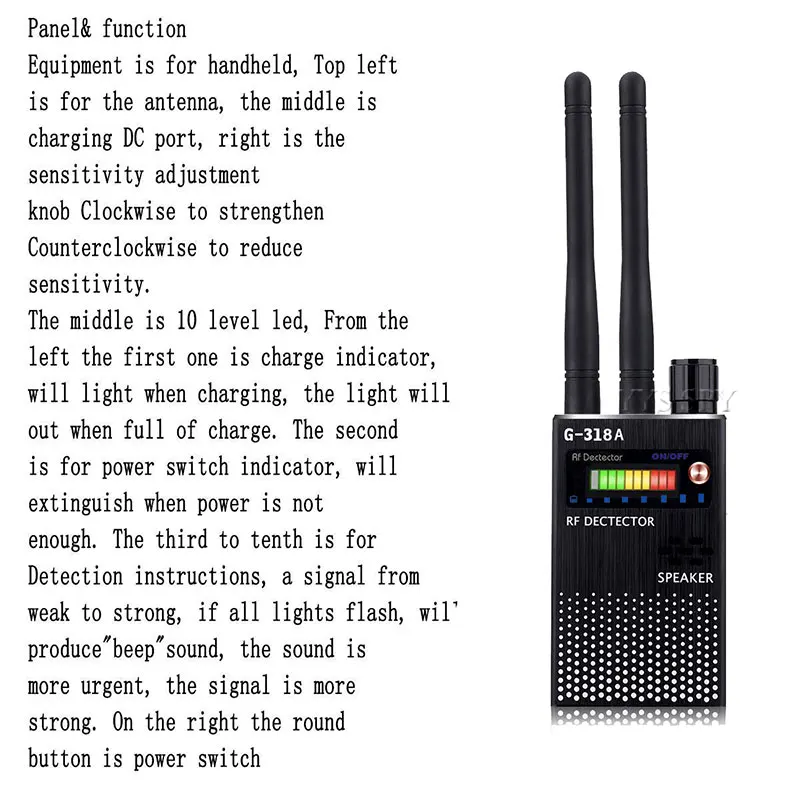 2.4G Wifi Tín Hiệu RF Tìm Chống Candid Camera Báo Gián Điệp Ẩn Cam Âm Thanh Lỗi GPS Tracke GSM Thiết Bị Không Dây máy Quét Đen