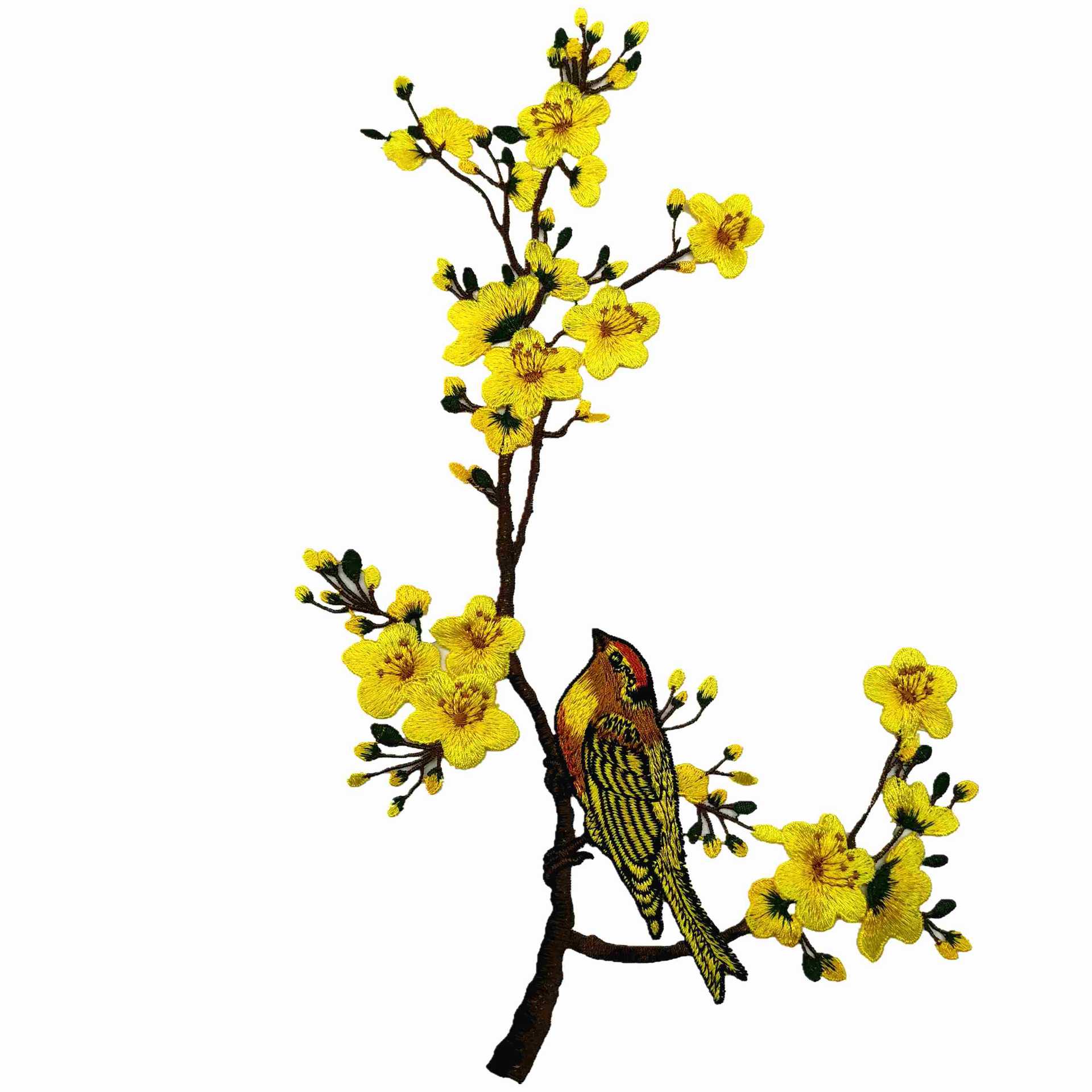 Dancing bird plum blossom น้ําที่ละลายน้ําได้เย็บปักถักร้อยดอกไม้ดอกไม้ที่ละลายน้ําได้สติกเกอร์ผ้าเย็บอุปกรณ์เสริม cheongsa