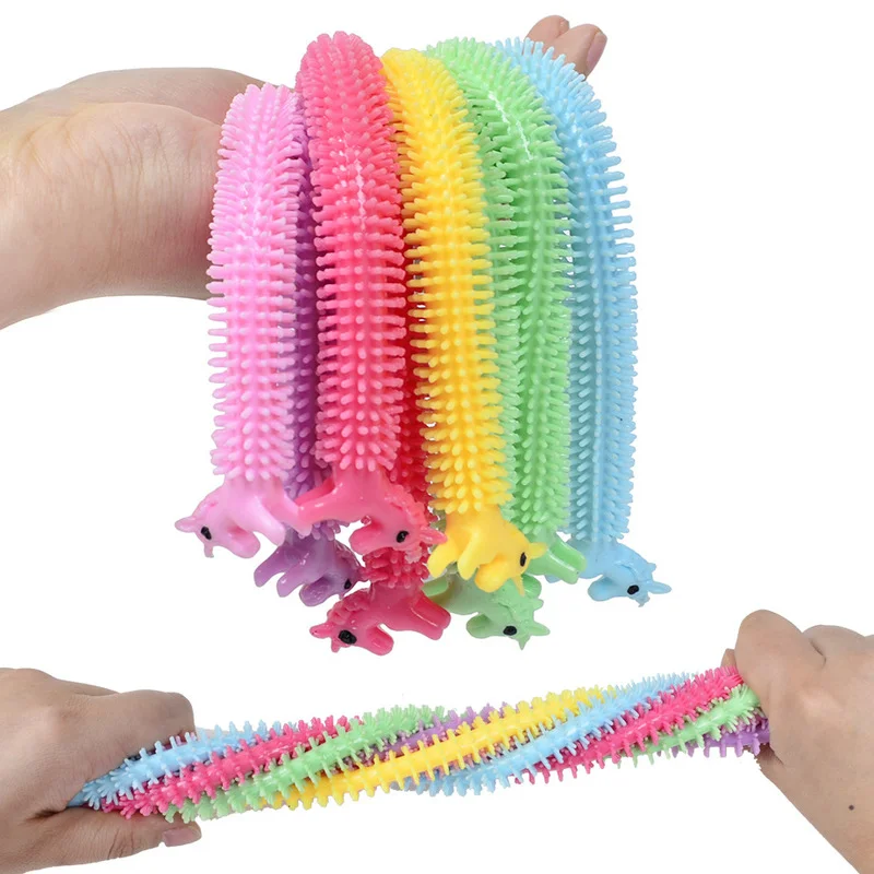 3/6pcs หนอนก๋วยเตี๋ยวยืด TPR เชือกป้องกันความเครียดของเล่น String Fidget ออทิสติก Vent ของเล่น Squishy สําหรับเด็กคริสต์มาสของขวัญ