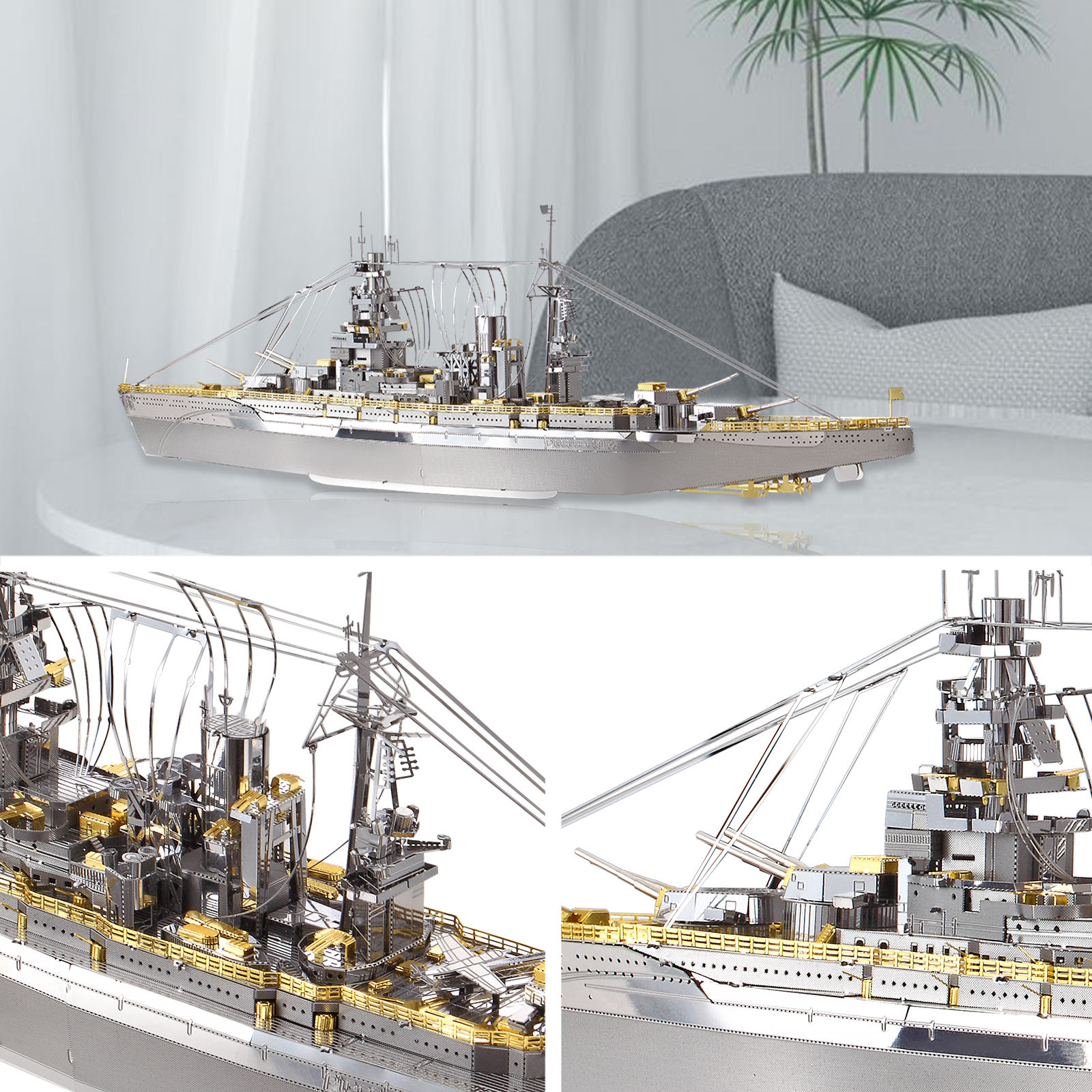 Piececool 3D Kim Loại Xếp Hình Xây Dựng Mô Hình Bộ Dụng Cụ-Nagato Lớp Thiết Giáp Hạm Ghép Hình Đồ Chơi, Giáng Sinh Quà Tặng Sinh Nhật Cho Người Lớn Trẻ Em
