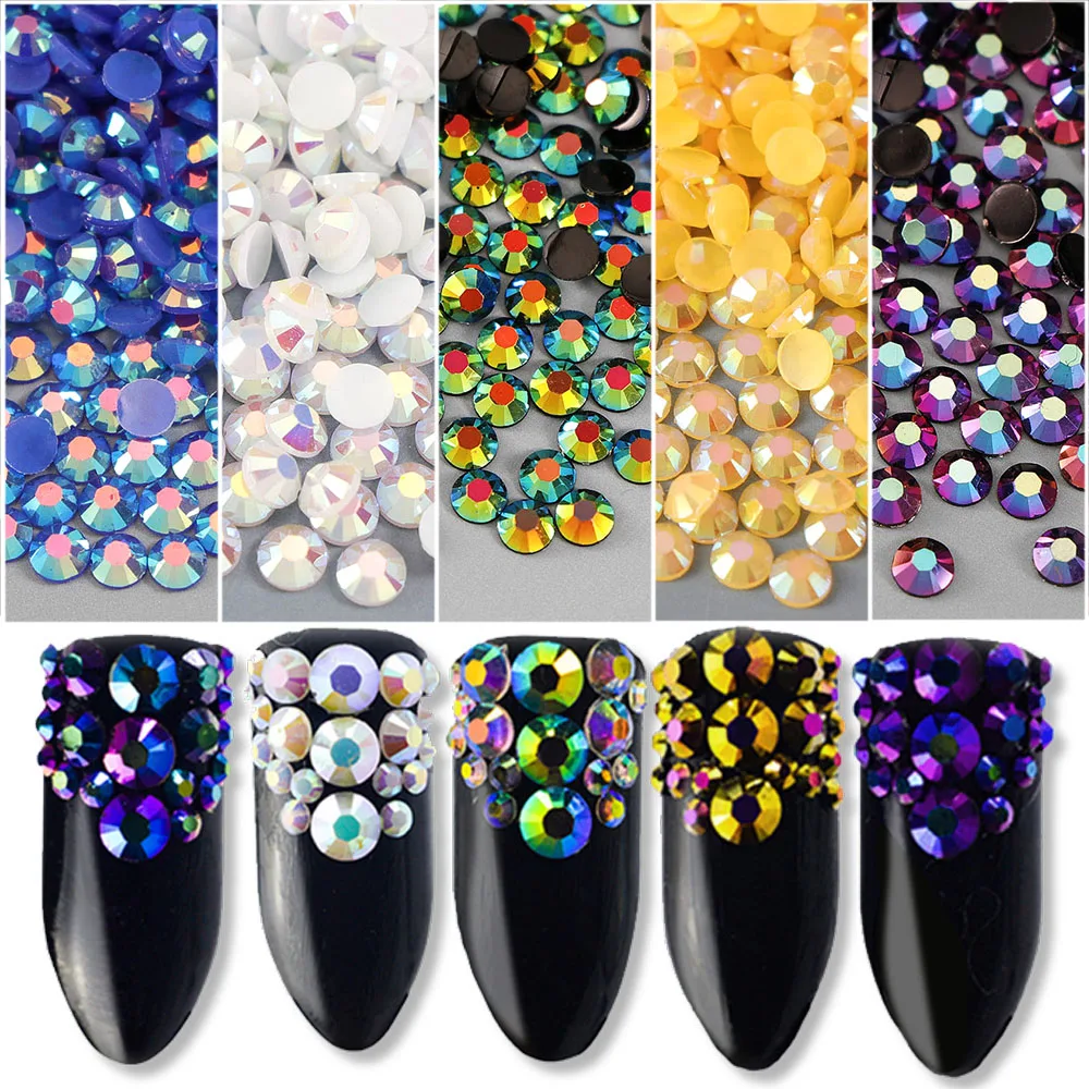 2-4Mm Jelly AB Ren Không Hotfix Sáng Bóng Tròn Flatback Nhựa Ren Cho May Đồ Trang Trí Thủ Công DIY Tiếp Liệu dán Lên