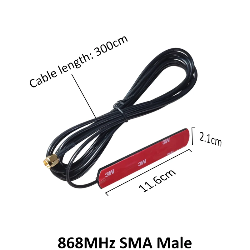 GSM 2p 5p 868 MHz 915 IOTgeklebter Streifen 868m Patch-Antenne SMA-Stecker Antenne 3 Meter Kabel 868 915 MHz Antennenantenne Lora