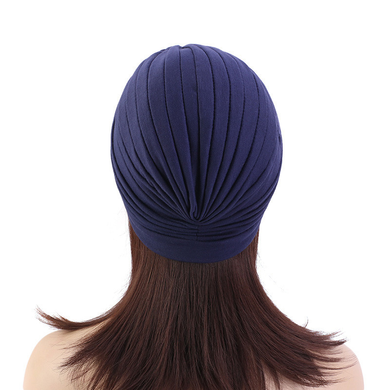 Turbante musulmán indio para mujer, gorro Hijab de algodón, gorro plisado para la pérdida de cabello, gorro islámico debajo de la bufanda, gorros para quimio, cubierta