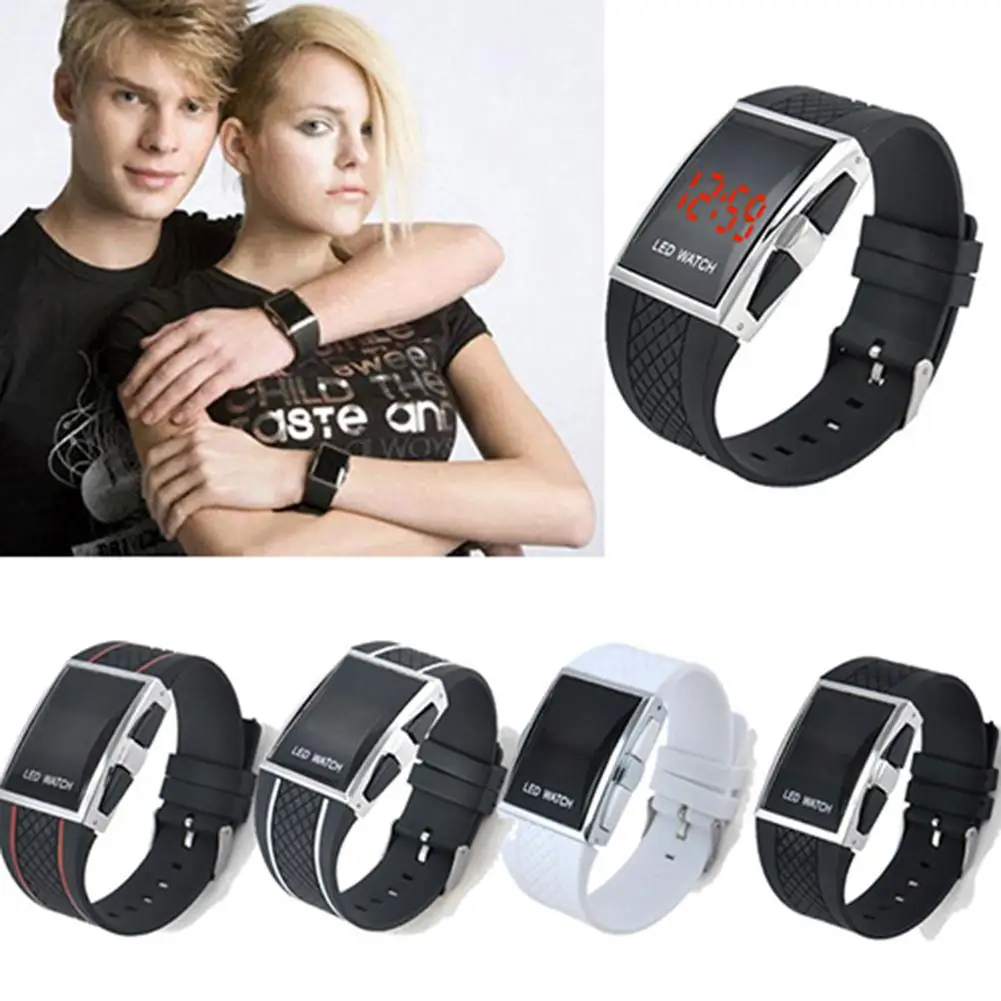 ผู้ชายผู้หญิงแฟชั่น LED Digital Display Square กีฬา Casual นาฬิกาข้อมือ Mas-Culino นาฬิกาแฟชั่นผู้ชายขนาดใหญ่ dial Militarys