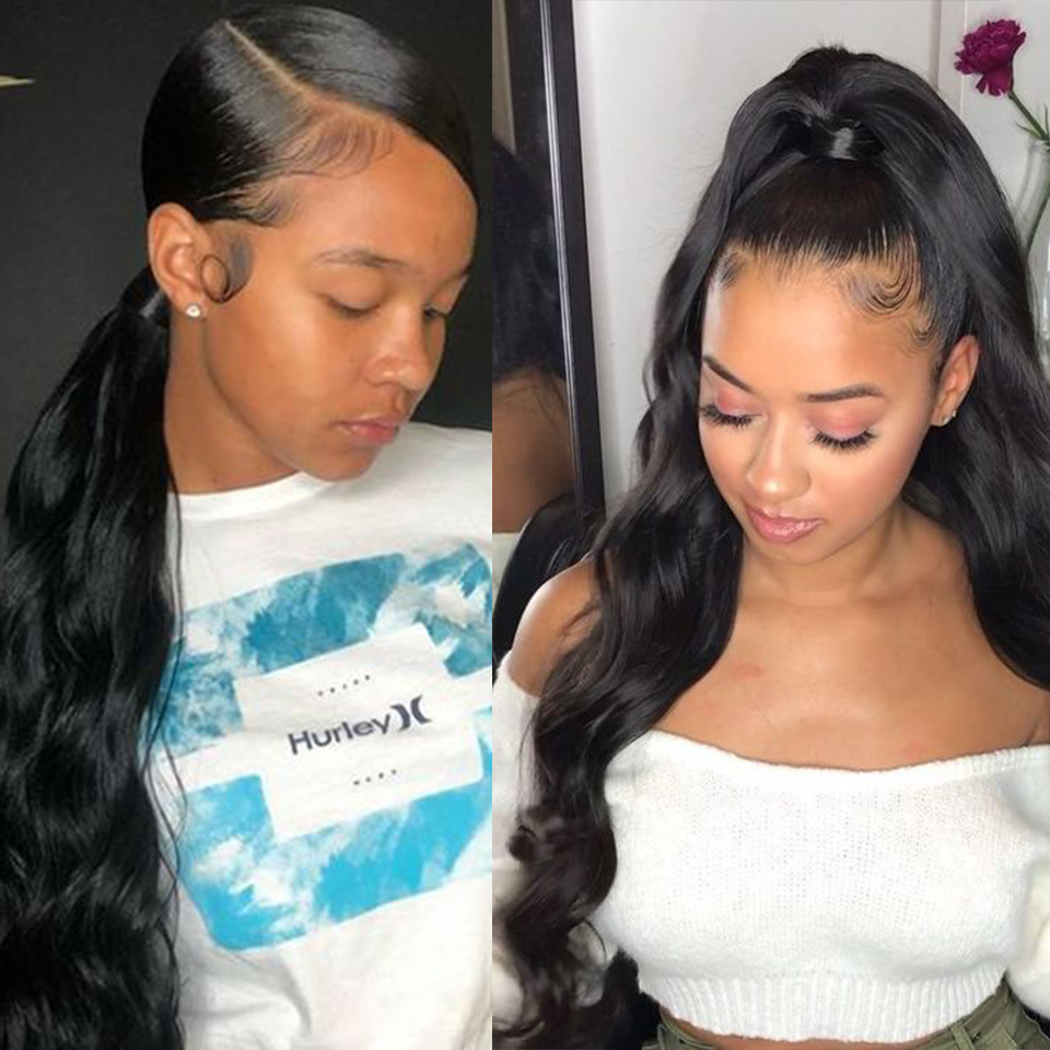 ポニーテール-ブラジルの波状ポニーテール,人間の髪の毛,自然な髪,クリップ付き,女性用,120g