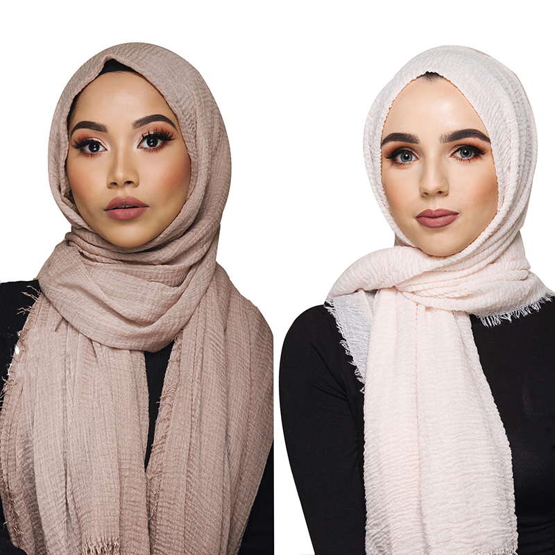 Precio al por mayor 195*95 cm bufanda hijab arrugada musulmana para mujer pañuelo musulmán de algodón suave para la cabeza chales y chales hijab islámicos