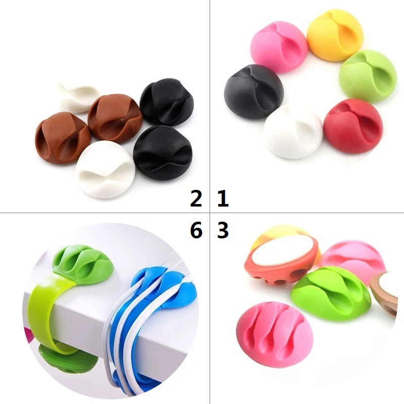 Organizador de cables con 1/2/3/5 ranuras, enrollador de cables USB de silicona, Clips de gestión ordenados de escritorio, soporte de cables para Cable de auriculares y ratón