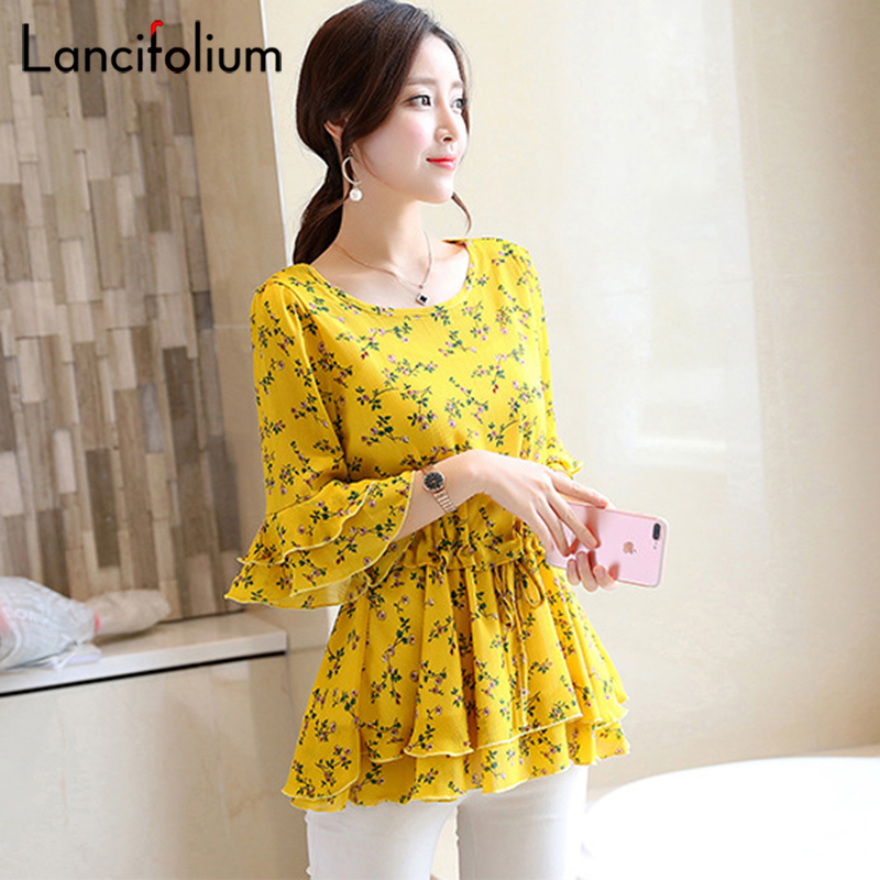 Áo Voan Cổ Yếm Nữ Mùa Hè Hàn Quốc Ren Peplum Top Nữ 2020 Thanh Lịch Plus Kích Thước Áo Sơ Mi Công Sở Nữ Camisas Mi