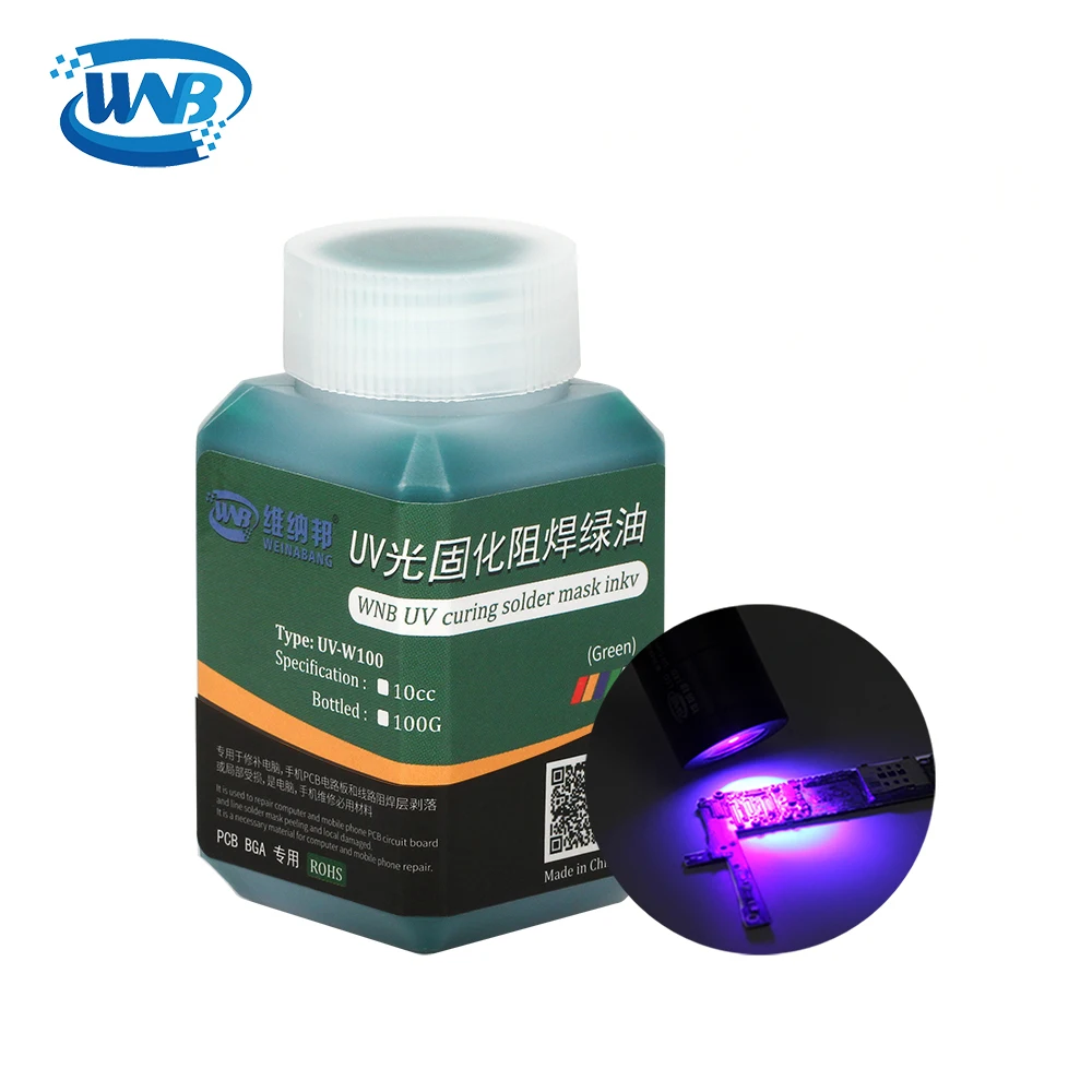 WNB 100g UV แสง Curable Solder Mask หมึกป้องกันการกัดกร่อน Arcing BGA PCB SMD Circuit Board ซ่อมเชื่อมสีน้ํามัน