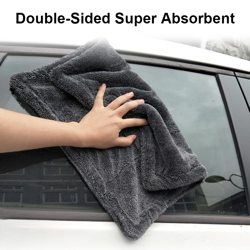 Autowaschhandtuch, 1200 g/m2, doppelseitiges Handtuch, Auto-Detaillierung, verdrehtes Geflechttuch, super saugfähiger Lappen für Auto- und Heimwaschzubehör