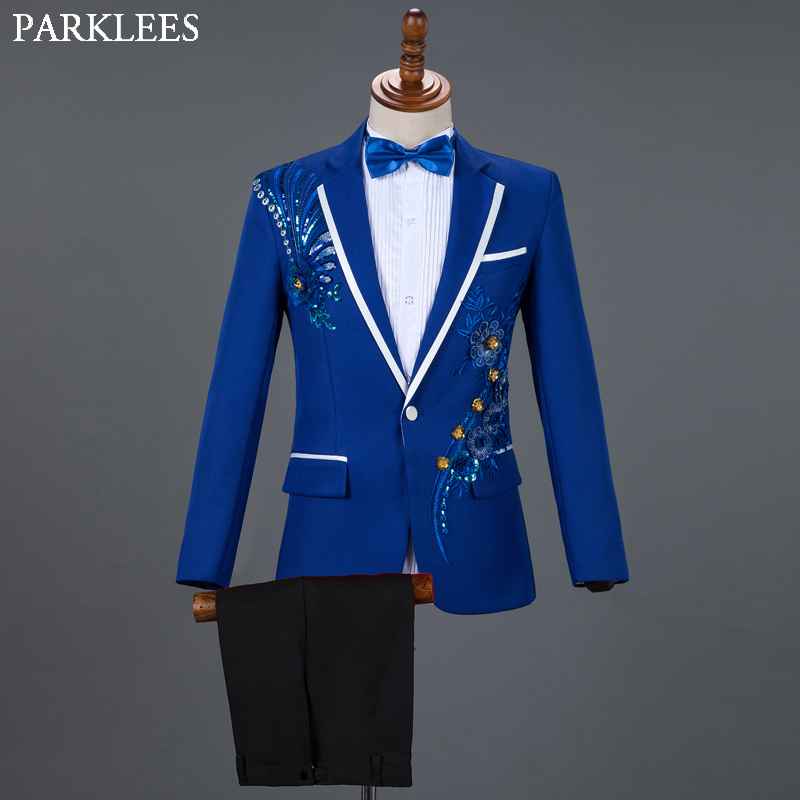 สีแดงดอกไม้เพชรผู้ชายชุดสำหรับงานแต่งงานบุรุษชุด3ชิ้นเสื้อ + กางเกง + Bow Tie Tuxedo แฟชั่นผู้ชายชุดเวทีเครื่องแต่งกาย Homme
