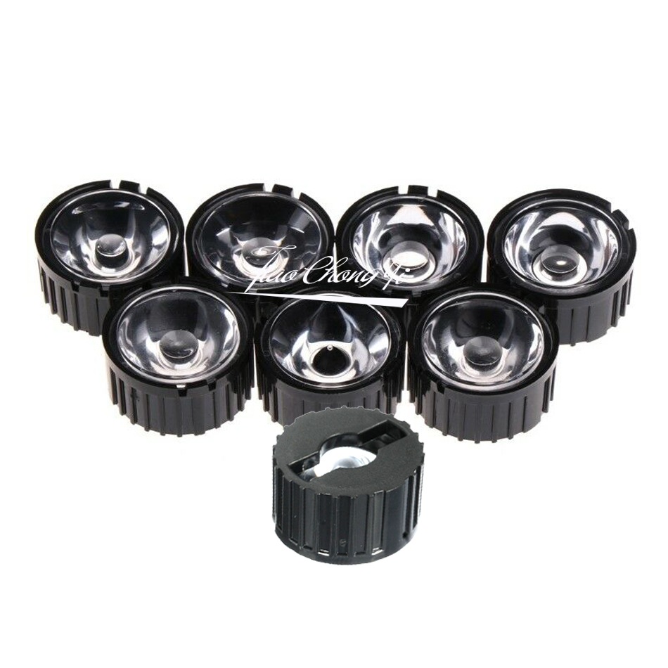 10pcs 5/8/15/25/30/45/60/90/120 grad LED Objektiv Mit Schwarz Halter Für 1W 3W 5W High Power LED Lampe licht