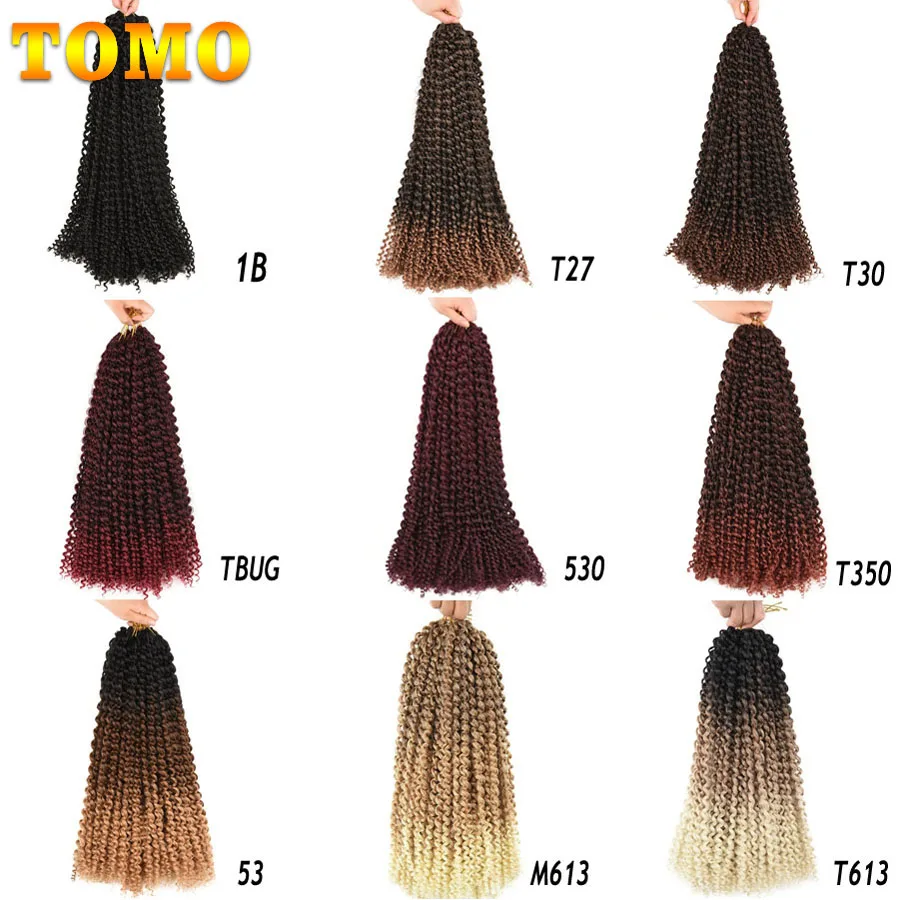 TOMO Niềm Đam Mê Xoắn Tóc 14 18 22 Inch 22 Rễ Ombre Sóng Nước Móc Tóc Dài Bohemian Tổng Hợp Bện Tóc phần Mở Rộng
