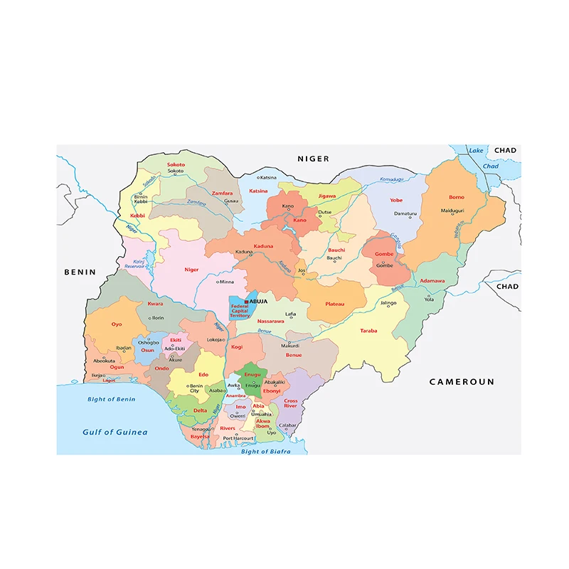 59*42Cm Bản Đồ Chính Trị Của Nigeria Áp Phích Và In Nghiên Cứu/Sống Lớp Tường Phòng Nghệ Thuật Hình Ảnh tranh In Canvas Trang Trí Nhà Cửa