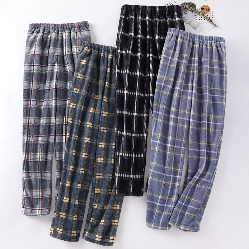 หนา Flannel ผู้ชายลายสก๊อตกางเกงหลาขนาดใหญ่ WARM Sleep กางเกงบุรุษชุดนอนกางเกงชุดนอนชุดนอนสําหรับชาย Pijama hombre