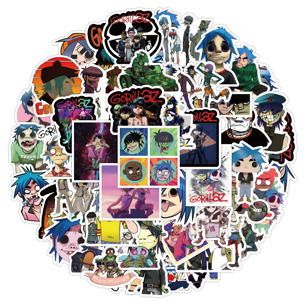 10/30/52 Chiếc Gorillaz Âm Nhạc Ban Nhạc Đồ Bộ Miếng Dán Cho Điện Thoại Trẻ Em Laptop Hành Lý Xách Tay Guitar Chống Nước Miếng Dán đề Can Đồ Chơi